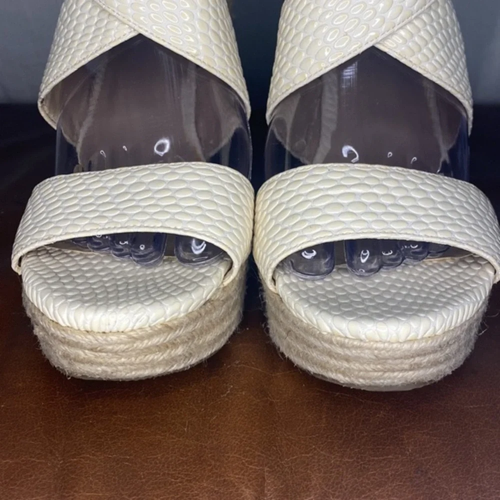 INC International Concepts Bone Carlin Espadrille Wedge Sandals Size 9